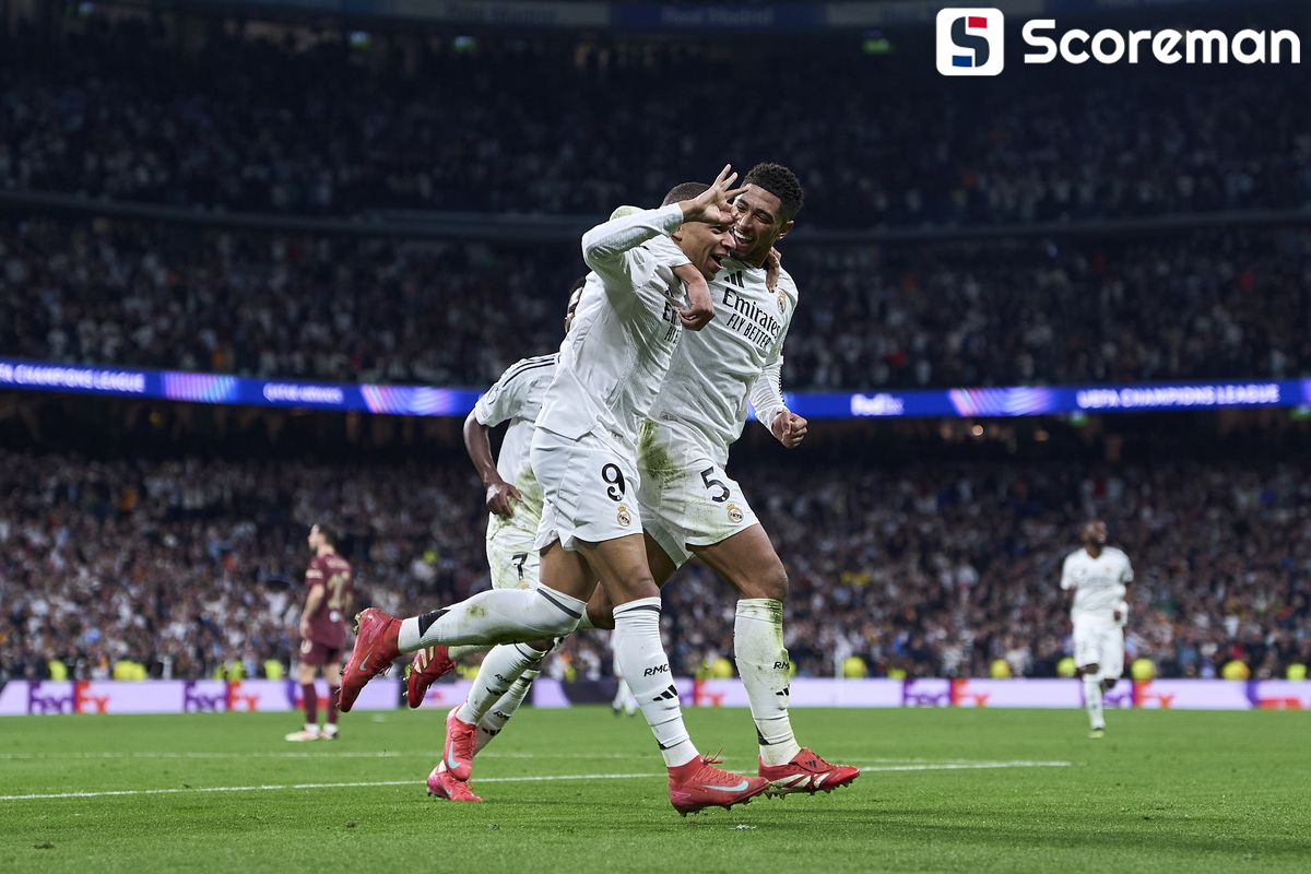 레알 마드리드, 1·2차전 합계 6-3로 맨시티 꺾고 챔스 16강 확정 '음바페 해트트릭'